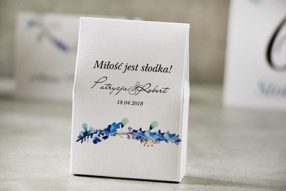 Scatoline Personalizzate con Corona di Fiordalisi, Pensieri Dolci | Ringraziamenti per gli Ospiti del Matrimonio | Corona Fiordaliso n. 7