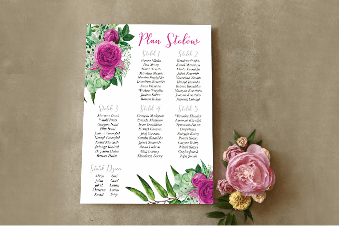 Seating Plan de Boda con Rosas | Cartel de Distribución de Invitados | Cykade nº 4