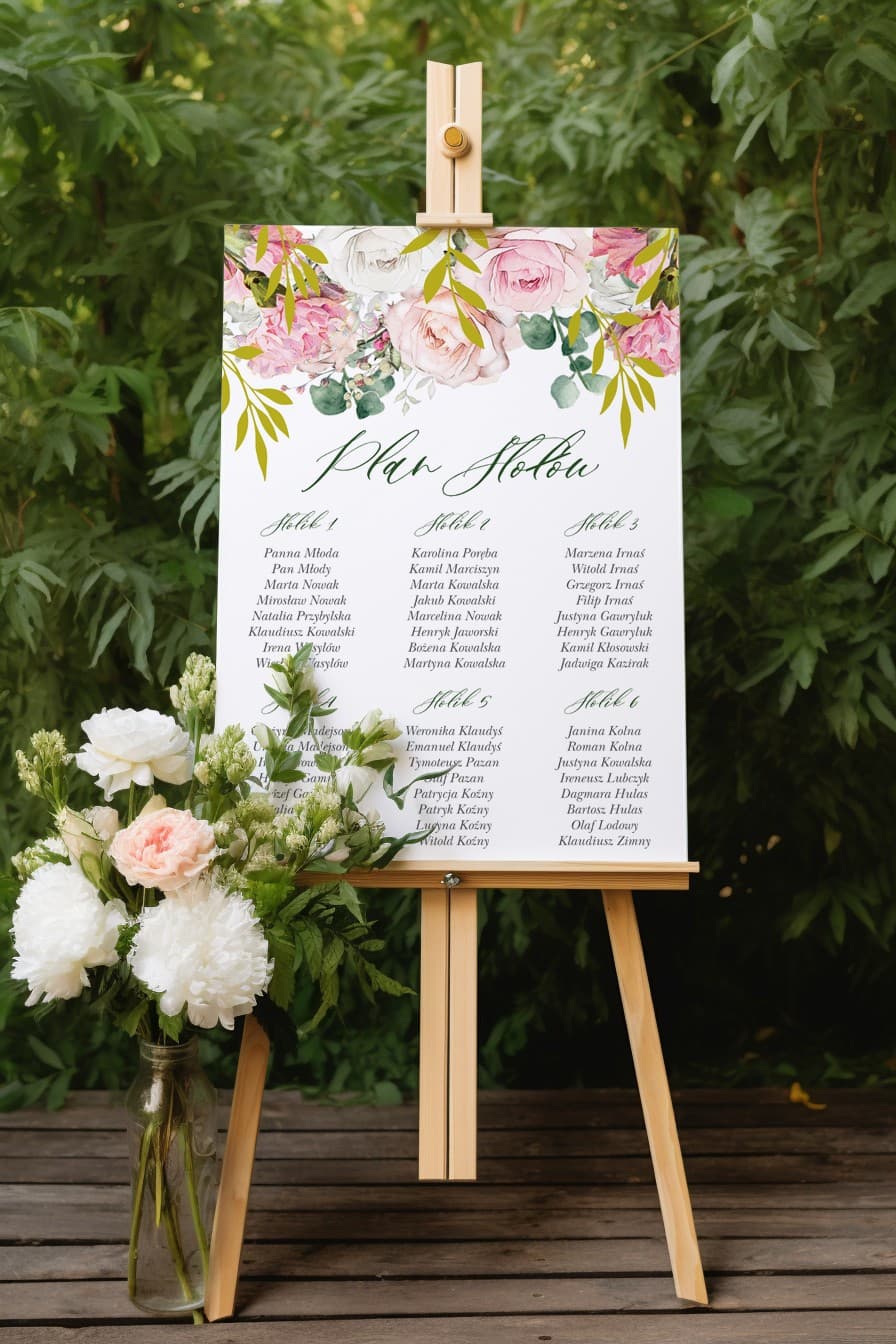 Seating Plan de Boda con Rosas Glamour Póster | Distribución de Invitados Personalizada | Rubin n.º 9