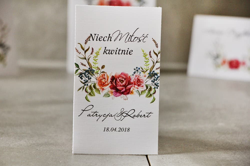 Semi di Non Ti Scordar di Me Eco Gift con Motivo di Rose | Bomboniere Matrimonio | Pistacjowe nr 11