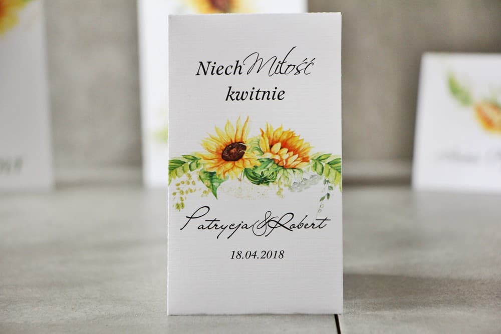 Semi di Nontiscordardimé con grafica girasole, Bomboniere Eco | Ringraziamenti per gli Ospiti | Pistacjowe n. 13