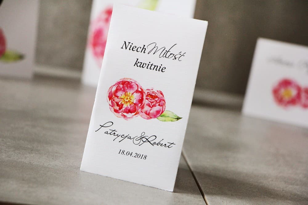 Semi di Nontiscordardimé con motivo peonie, Eco-cadeau | Bomboniere Originali per Ospiti | Pistacjowe nr 6