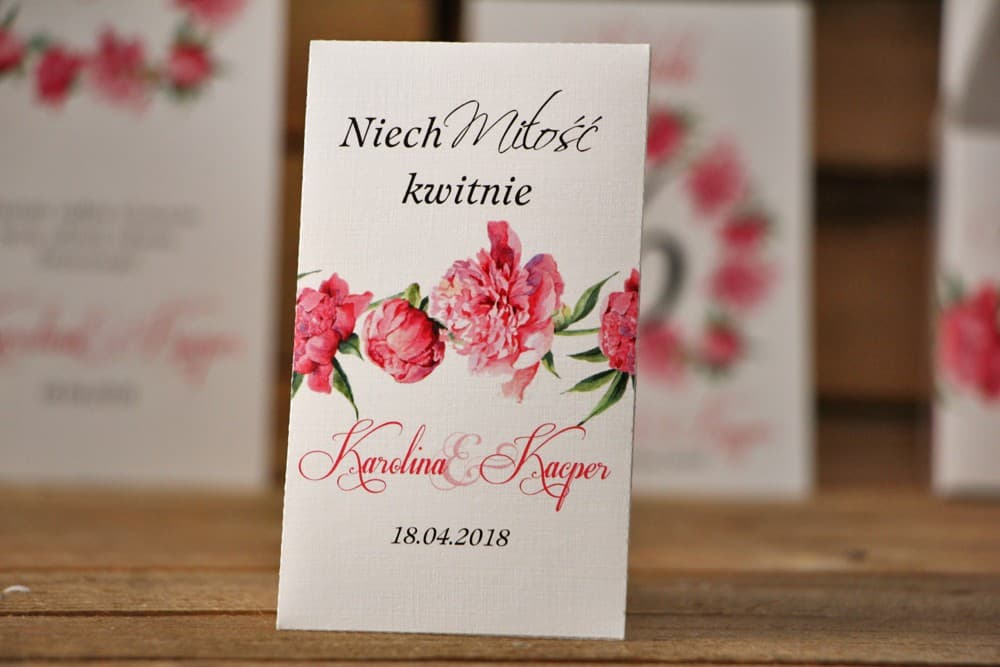 Semillas de No Me Olvides con peonías | Recuerdos de Boda Eco, Regalos Personalizados | Acuarela nº 6