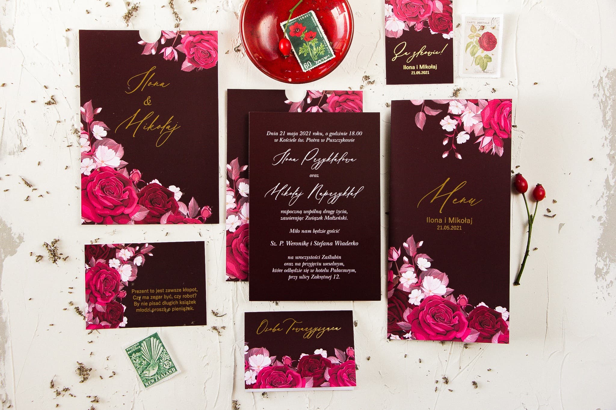 Burgundy Floral Wedding Stationery Sample Pack | Serenity No. 2