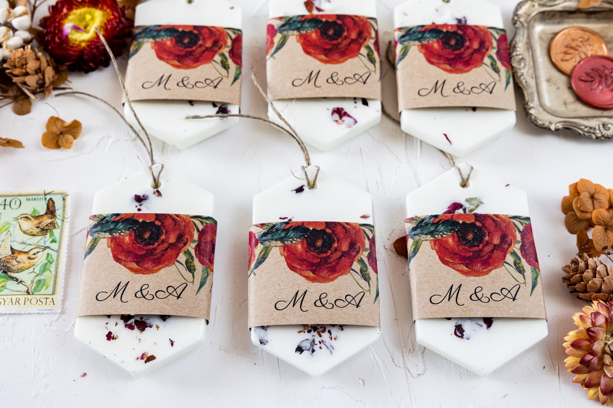 Duftende Soja-Wachsanhänger Mohnblumen | Gastgeschenke Hochzeit | Waldfrüchte Nr. 6 - 2