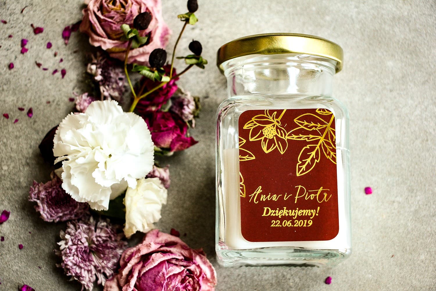 Sojakerze im Glas Szafir Nr. 3 – Elegantes Dankeschön in Bordeaux mit Gold