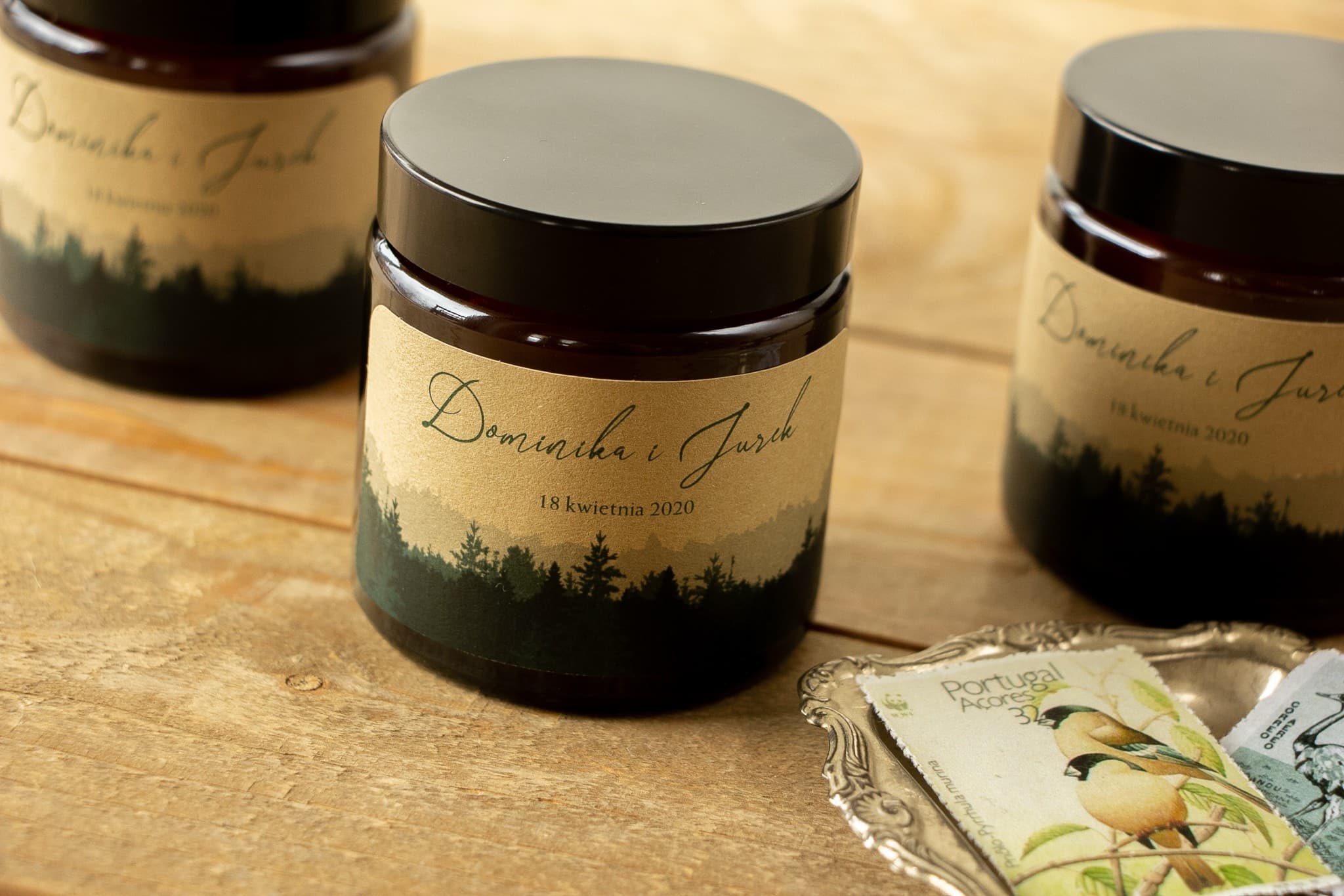 Sojakerze Delize Nr. 1 – Waldmotiv und Gastgeschenk zur Hochzeit