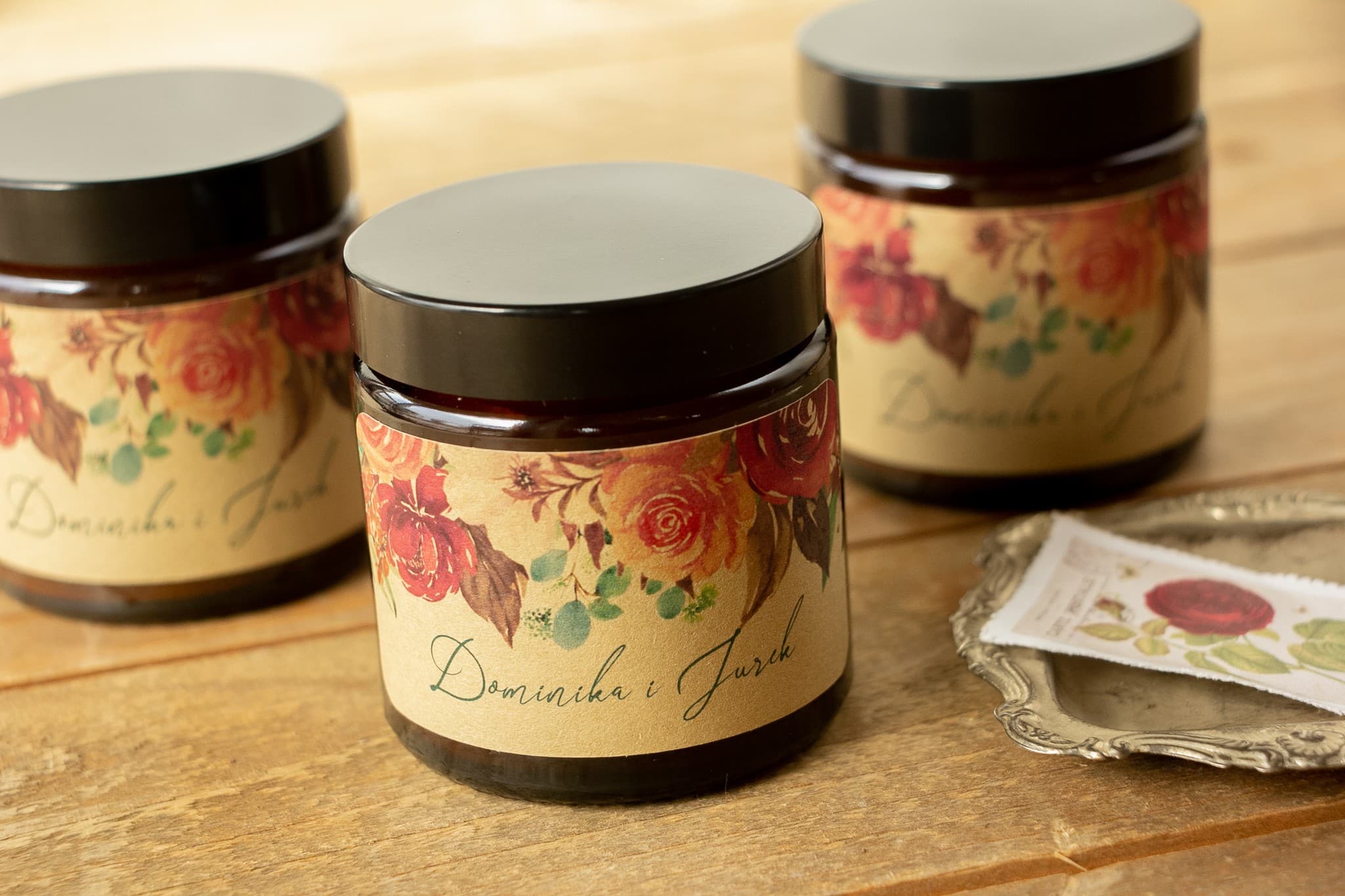 Sojakerze Delize Nr. 3 – Rosa Bouquet und Gastgeschenk zur Hochzeit