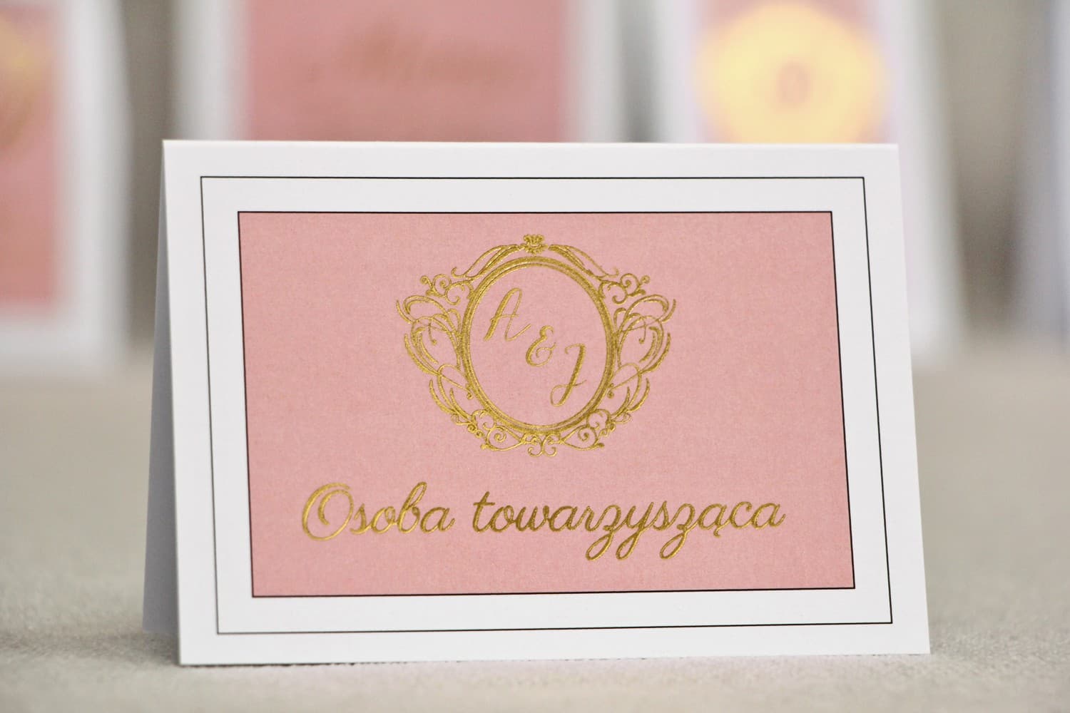 Sonata No. 2 Wedding Place Cards – Gilded Table Name Cards with Subtle Floral Motif