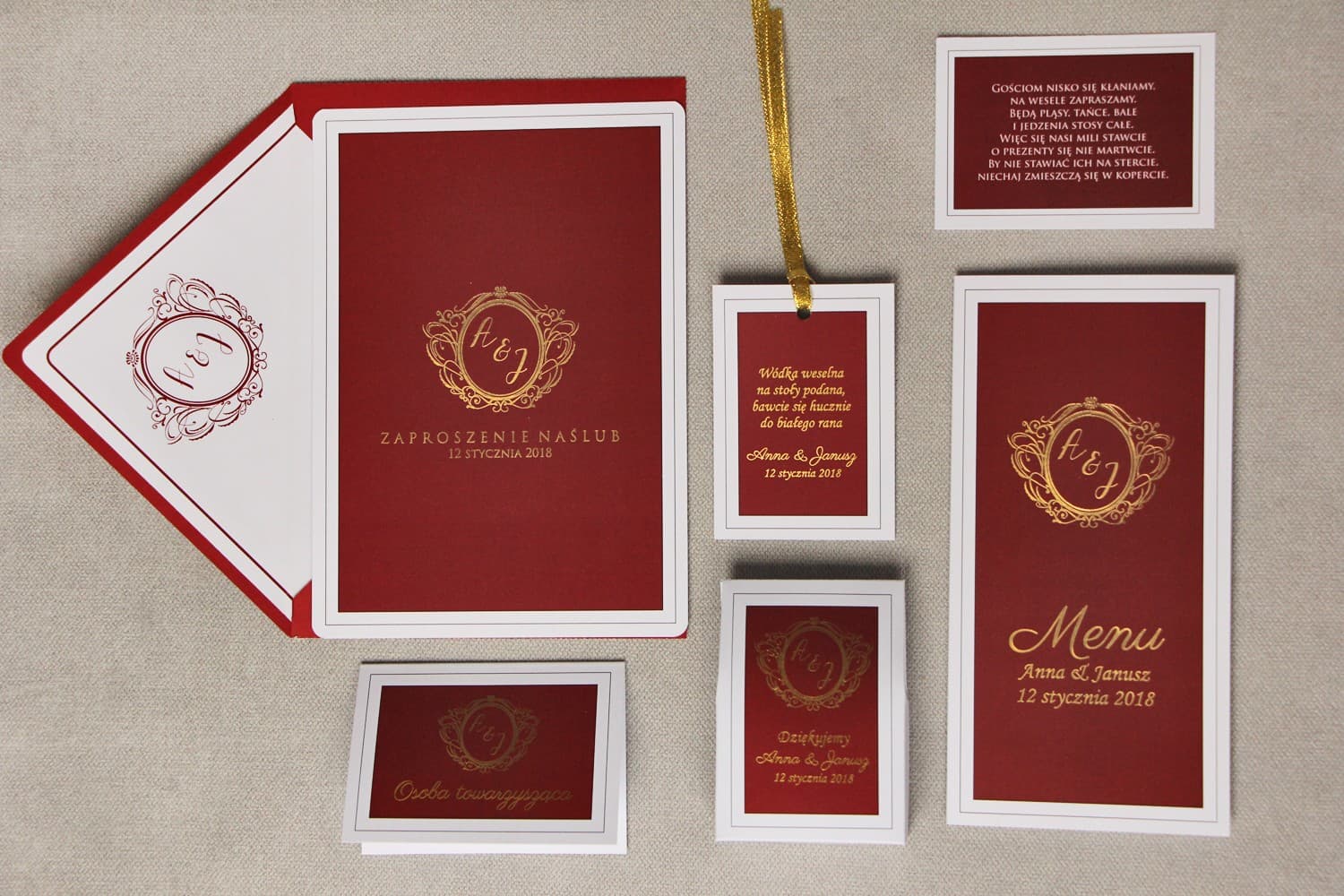 Red Floral Wedding Invitation Samples | Stationery Set with £10 Voucher | Sonata No. 3