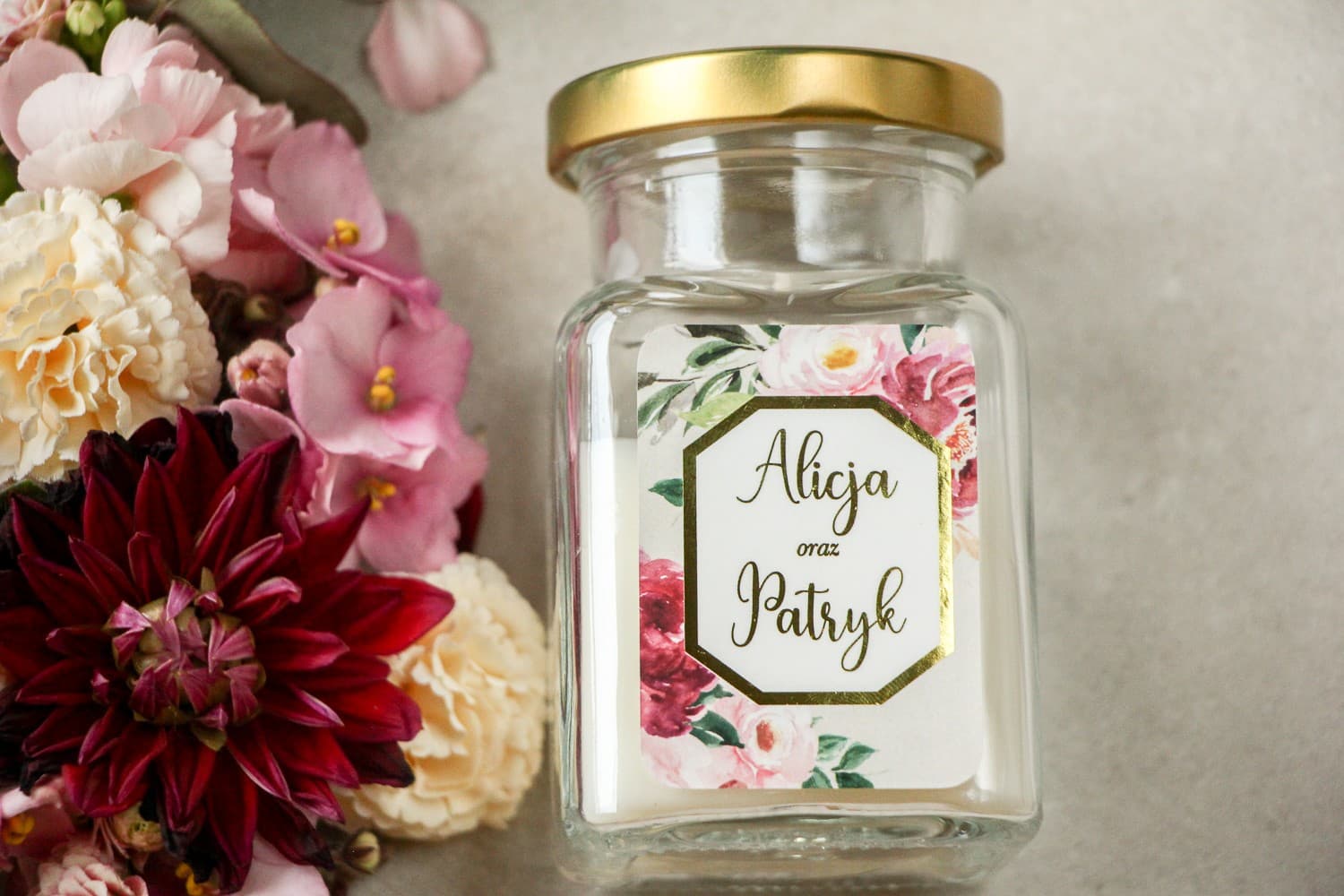 Soy Candle Lotus No. 2 – Gilded Wedding Favour with Peonies