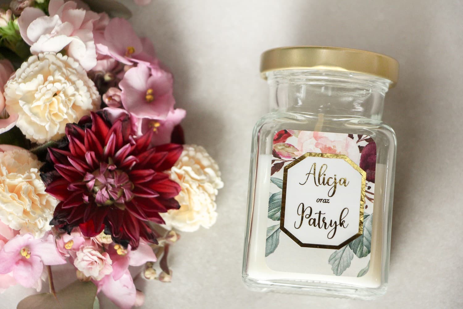 Lotus No. 5 Soy Candle – Gilded Wedding Favours with Peonies