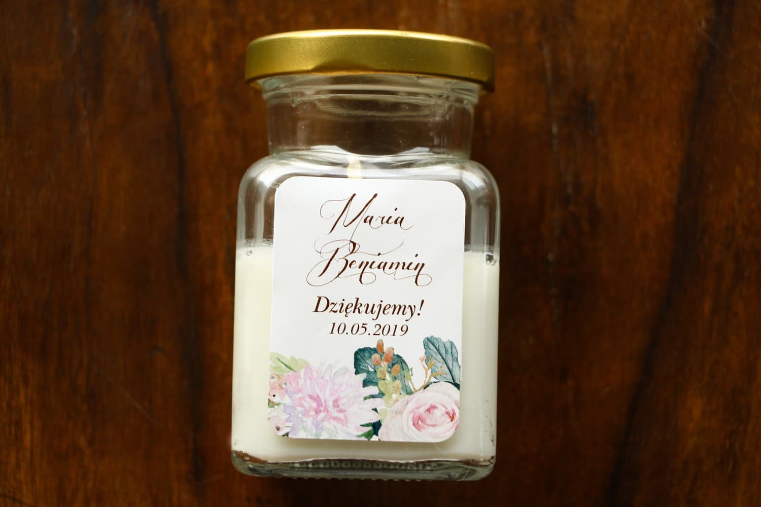 Indygo No. 5 Soy Candle – Wedding Favour with Pink Dahlia
