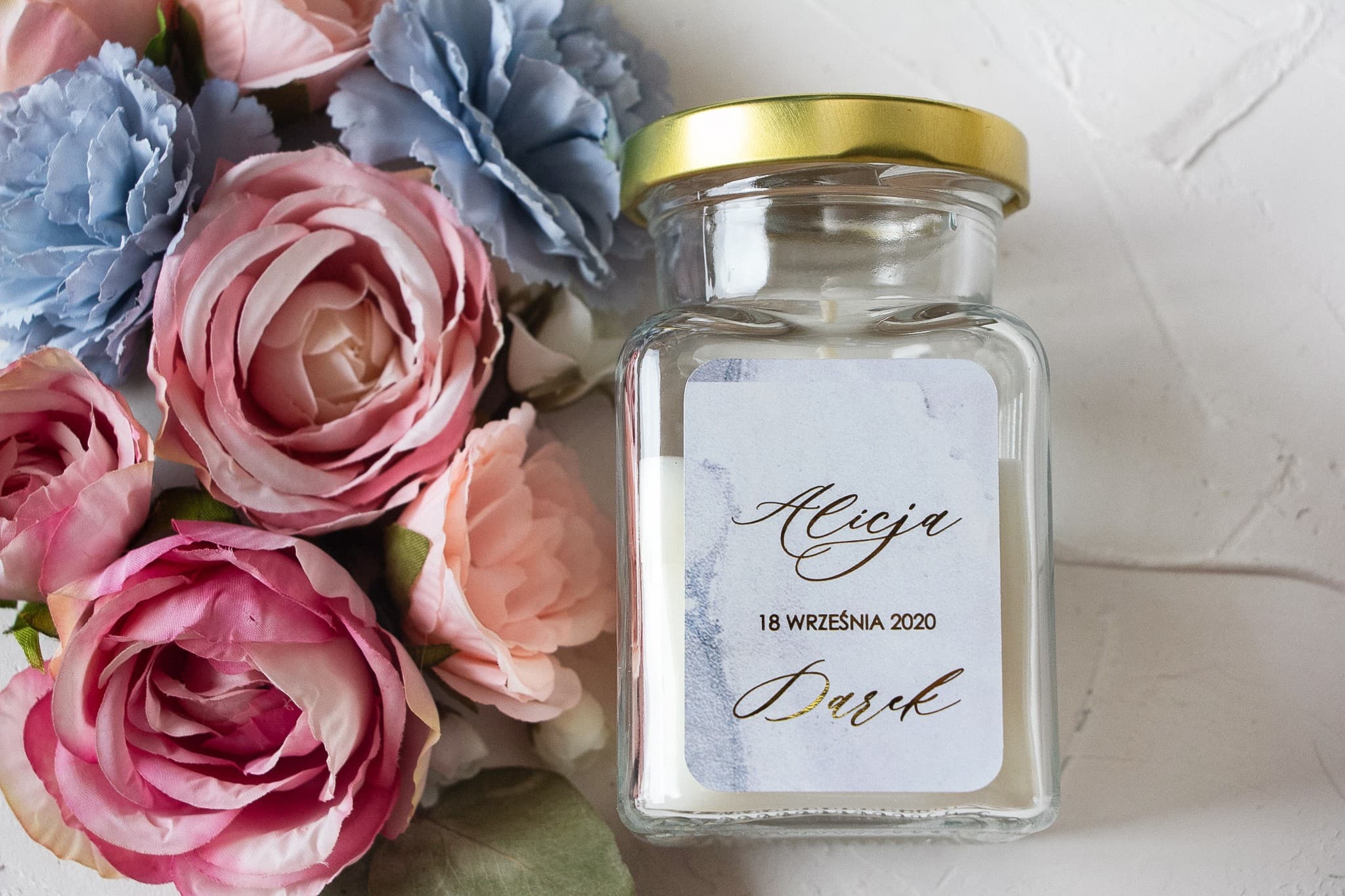 Marble No. 3 Soy Candle – Blue Foiled Wedding Favour