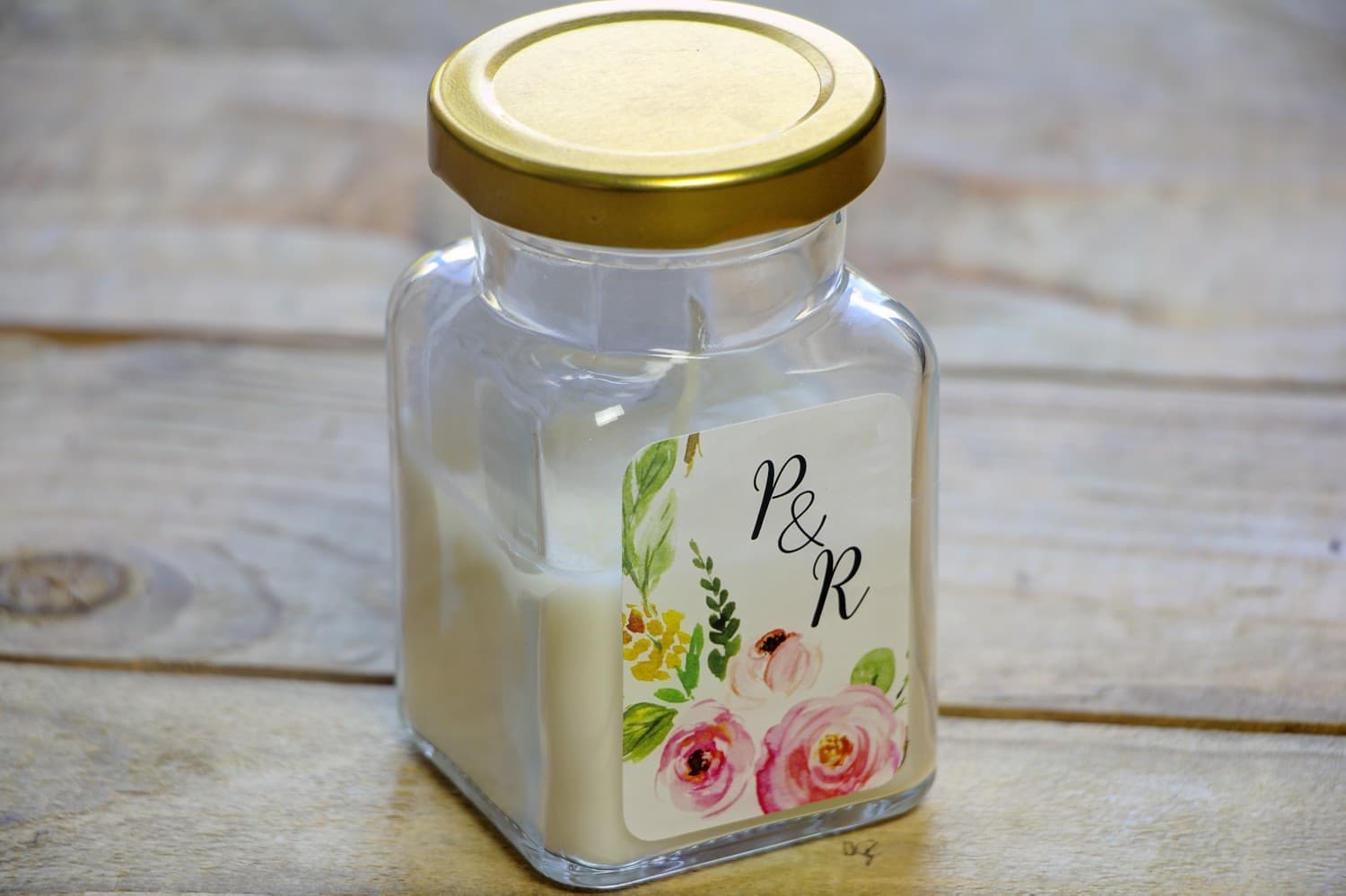 Watercolors No. 13 Soy Candle – Wedding Favour with Roses and Cornflower