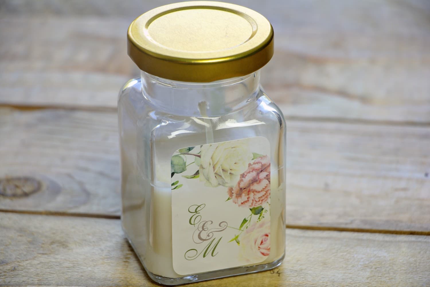 Soy Candle in Glass Watercolors No. 27 – Rose Motif Wedding Favour