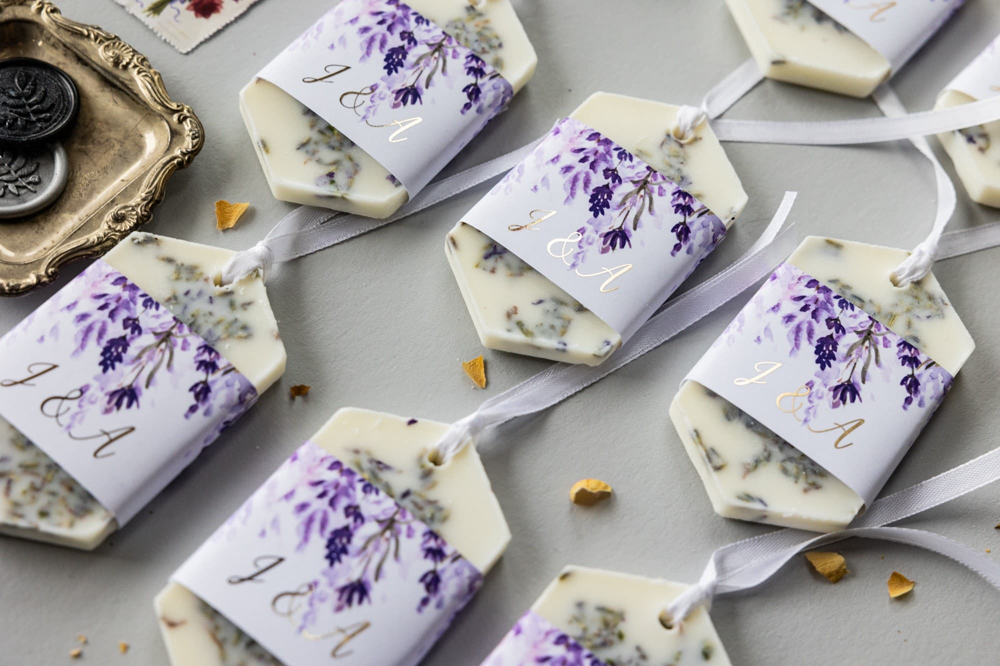 Scented Soy Wax Tablet Wedding Favours with Purple Heather and Foiling - Rubin No. 5 - 2