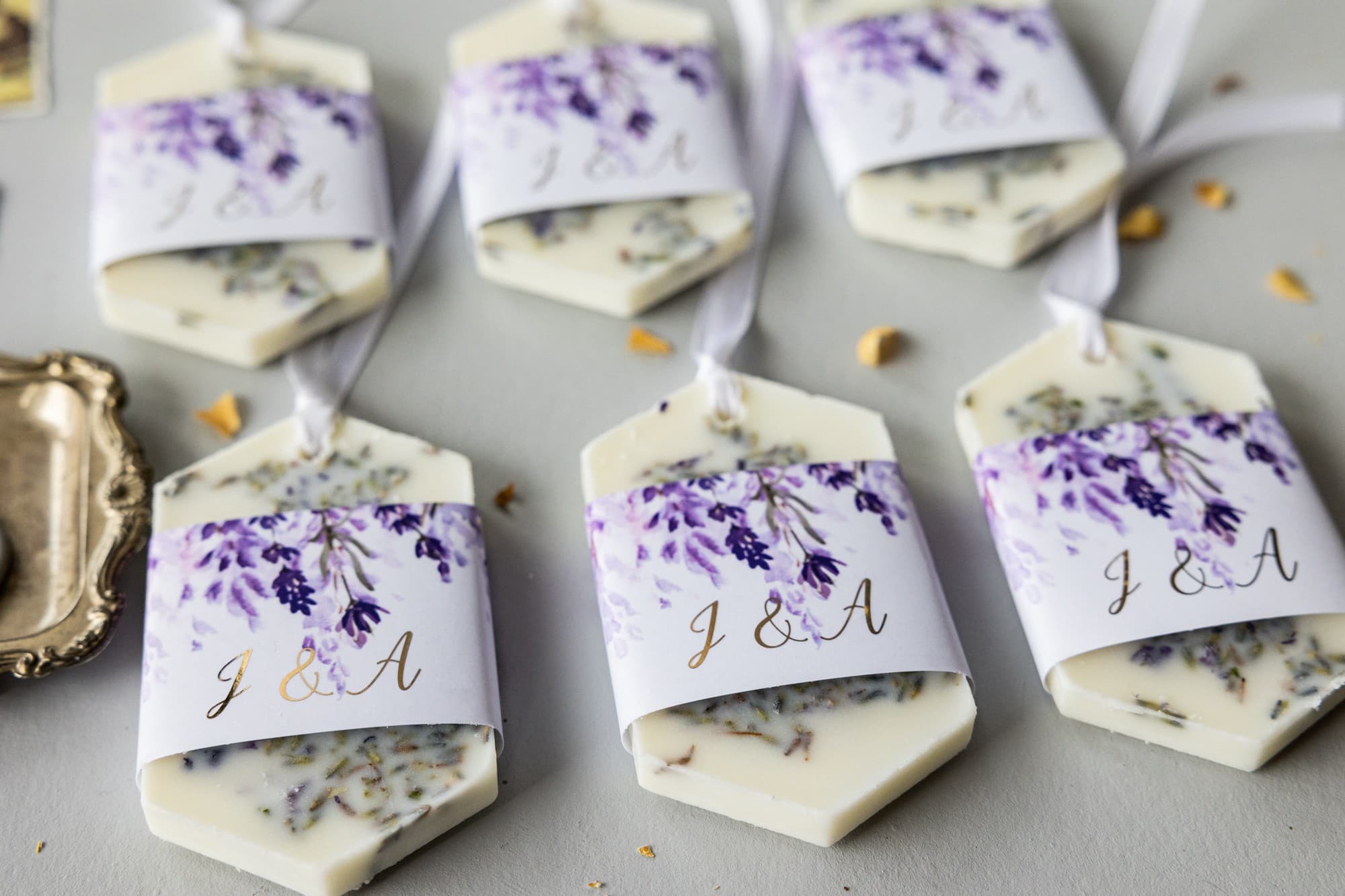 Scented Soy Wax Tablet Wedding Favours with Purple Heather and Foiling - Rubin No. 5 - 3