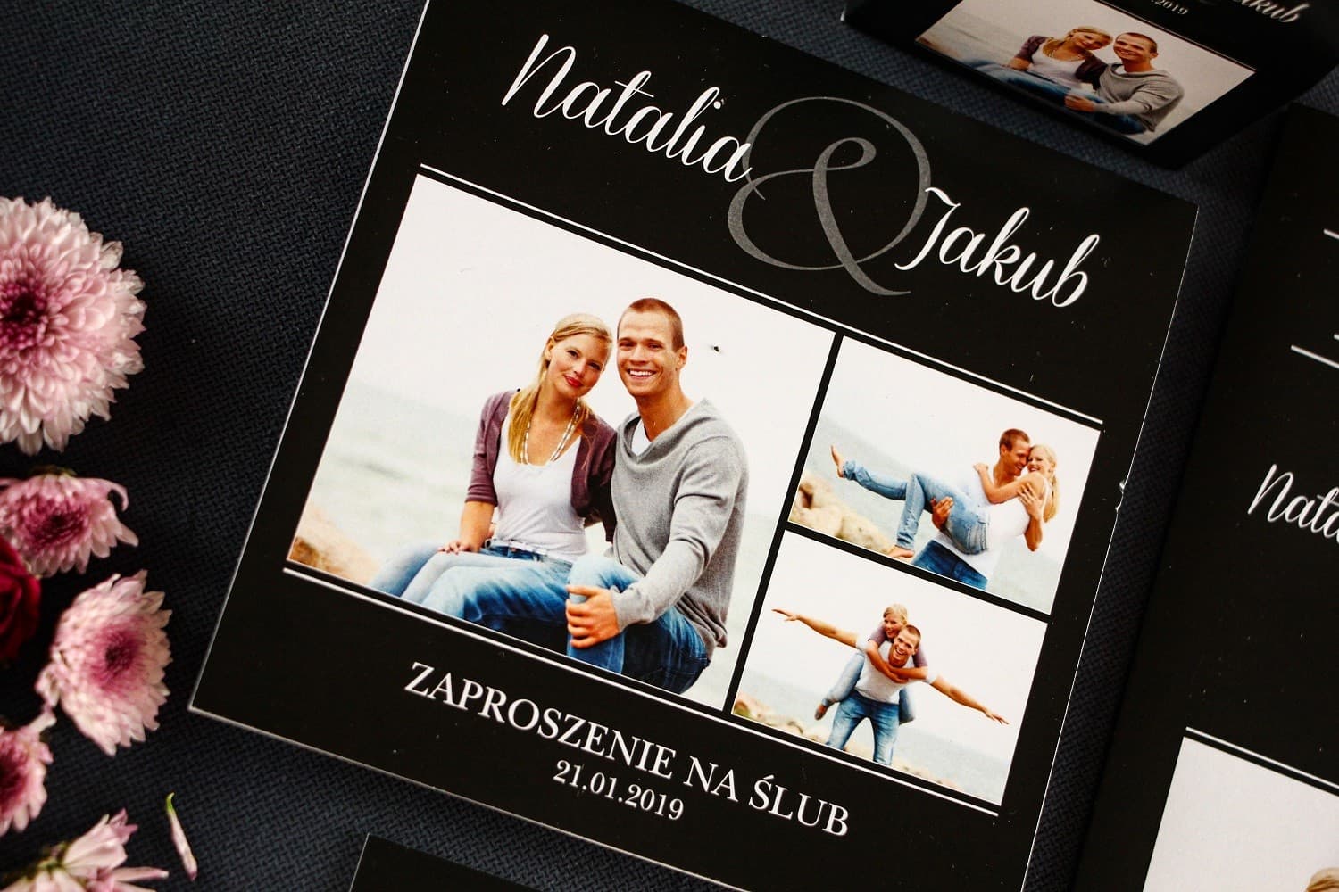 Modern Black Photo Wedding Invitations – Photo Collection No. 1