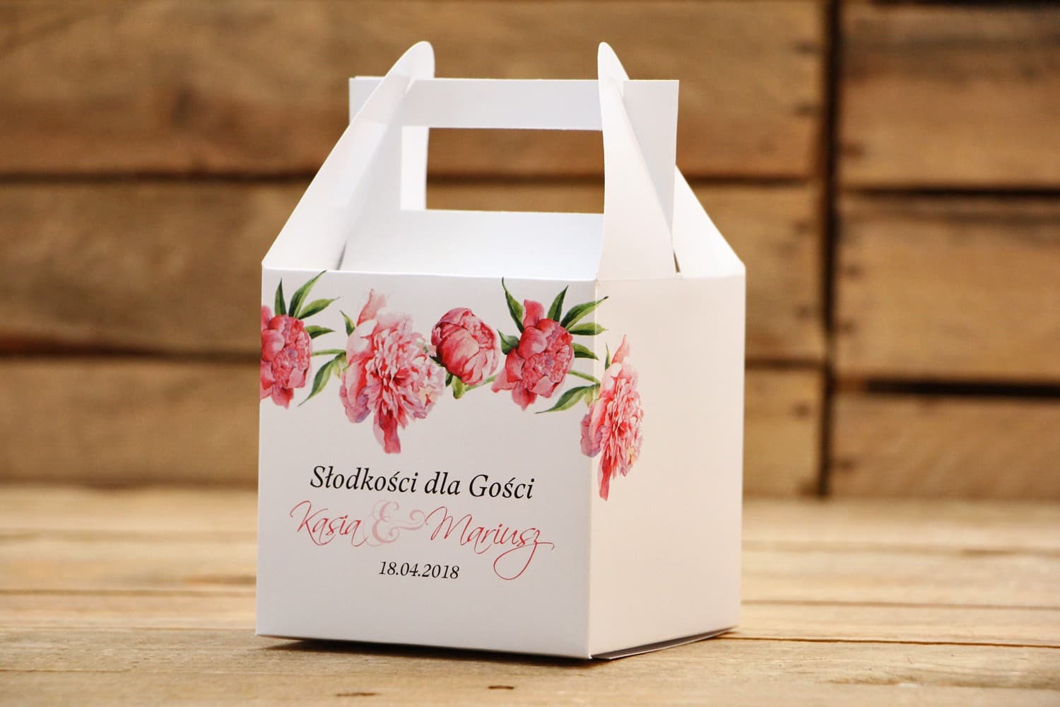 Peony Wedding Cake Boxes | Personalized Sweet Packaging | Painted Flowers No. 15
