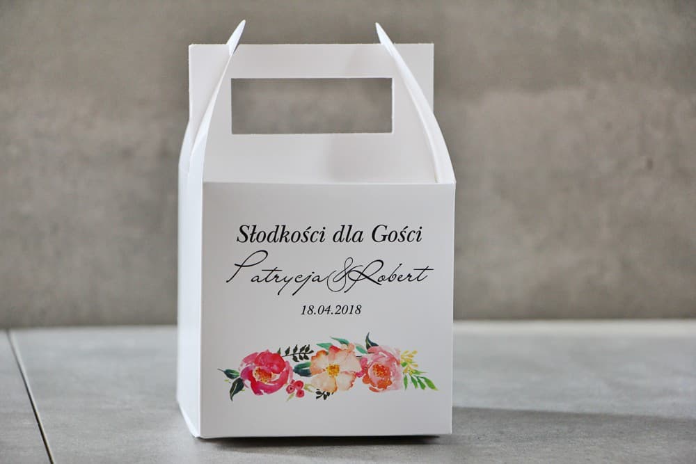 Personalized Wedding Cake Box with Peony Motif | Elegant Sweet Boxes for Guests | Pistachio No. 3