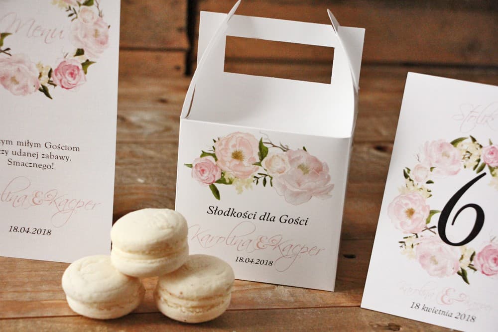 Personalized Peony Wedding Cake Box | Elegant Packaging for Guest Thank You Gifts | Watercolours No. 8
