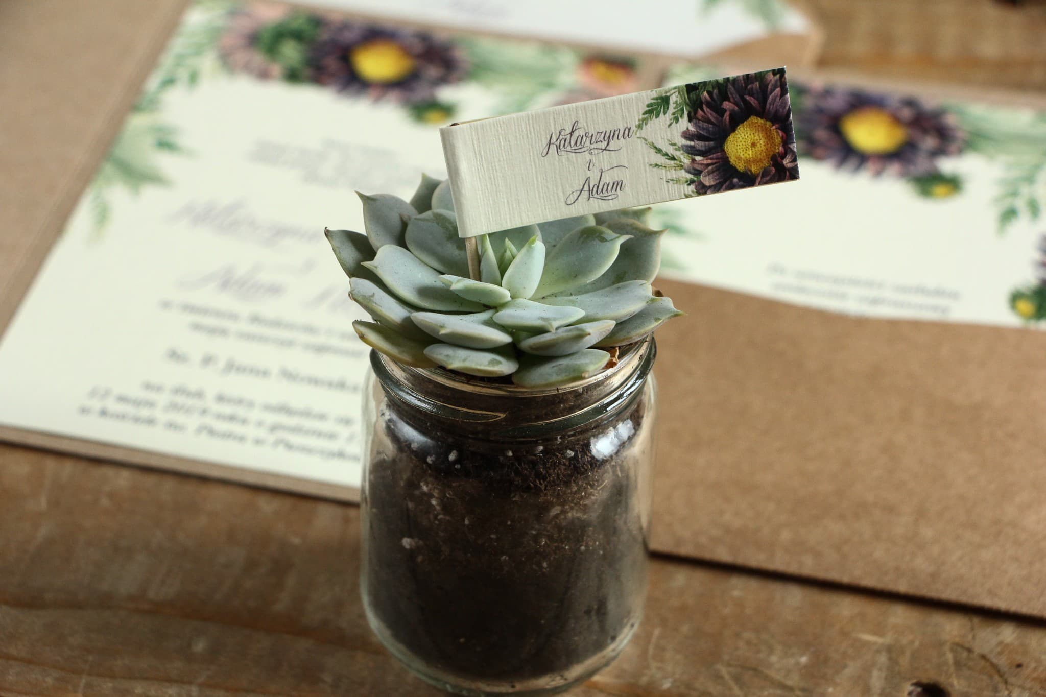 Succulent Wedding Favour in a Jar | Eco Rustic Wedding Favours | Kraft No. 3