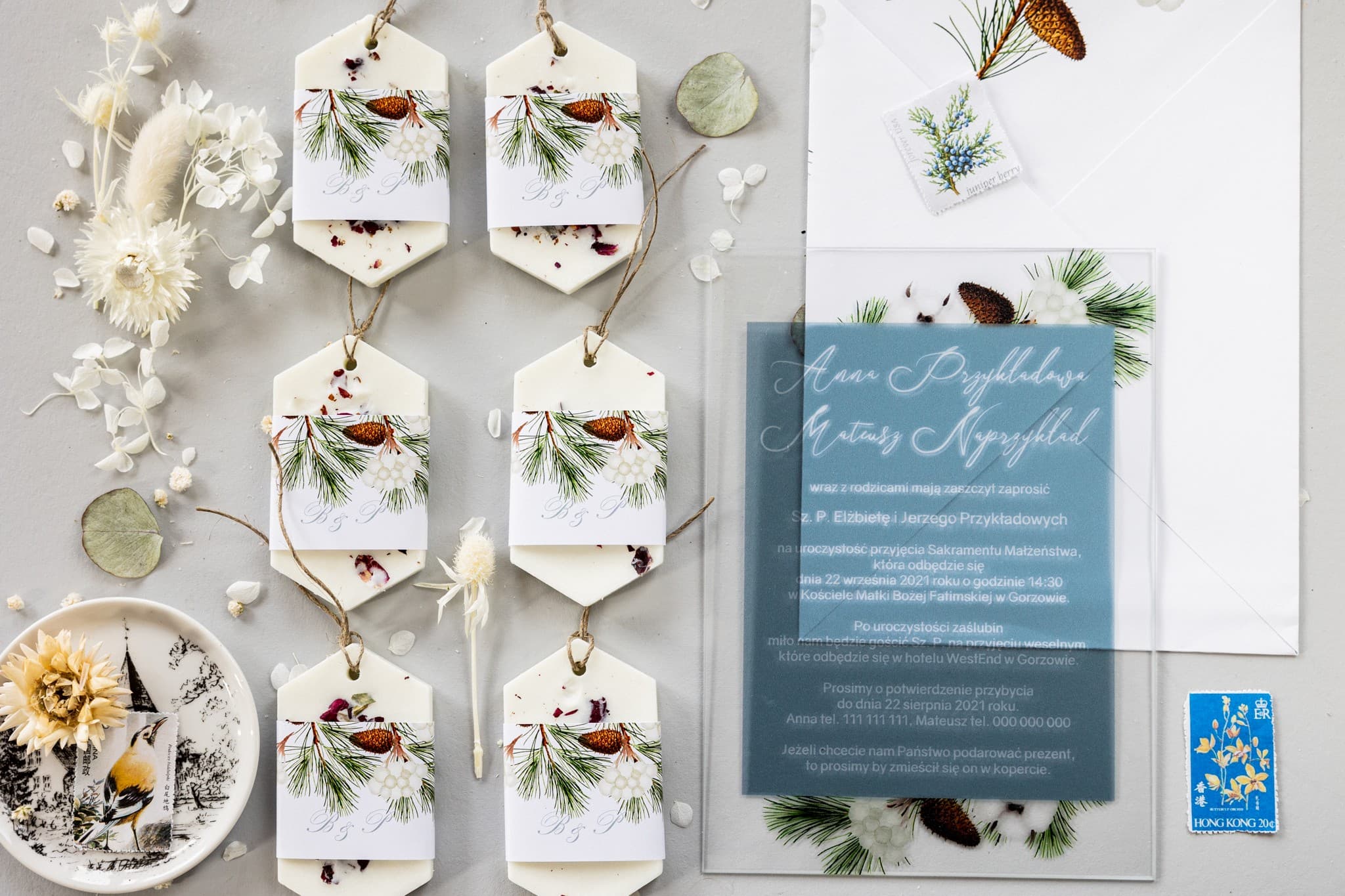 Suspension de soja décorative pour invités de mariage style naturel et élégant