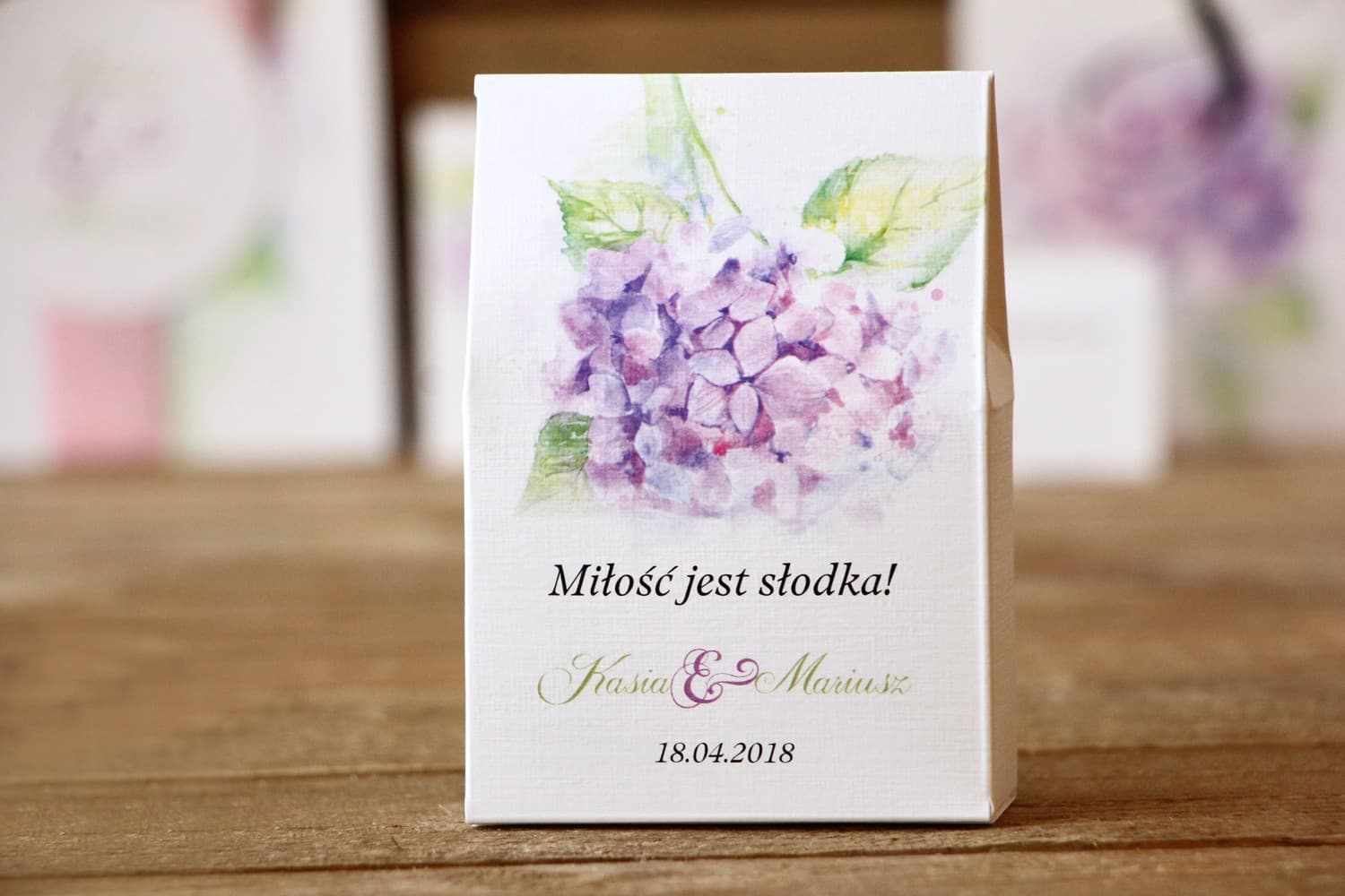 Watercolor Hydrangea Sweet Boxes | Wedding Favours | Painted Flowers Design 3