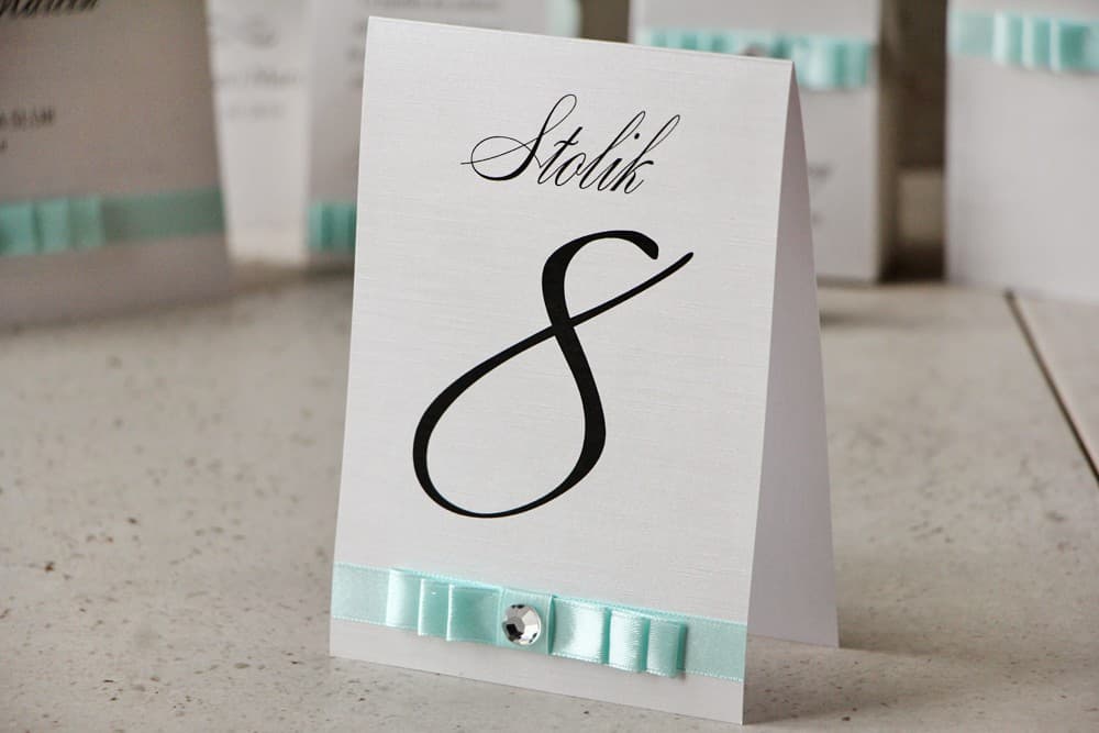 Elegant Wedding Table Numbers with Triple Bow and Cubic Zirconia | Glamour Table Decor | Amaretto Design 6