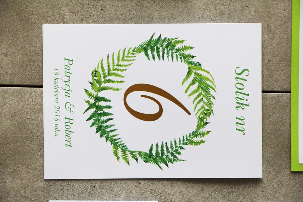 Gold-Foiled Wedding Table Numbers with Fern | Botanical Wedding Table Decor | Cykade No. 11