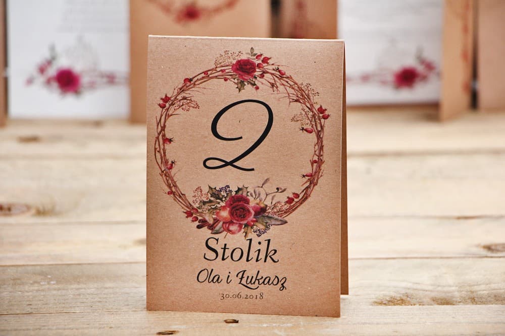 Rustic Forest Wedding Table Numbers | Standing Table Number Cards | Forest Fruits No. 7