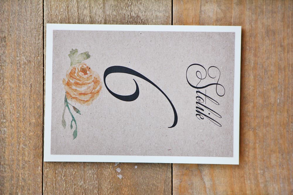 Watercolor Yellow Rose Table Numbers, Eco Paper | Wedding Table Number Cards | Margaret No. 3