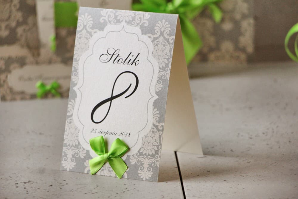 Pearlescent Wedding Table Numbers with Ornament and Bow | Elegant Table Numbering | Ornament No. 4