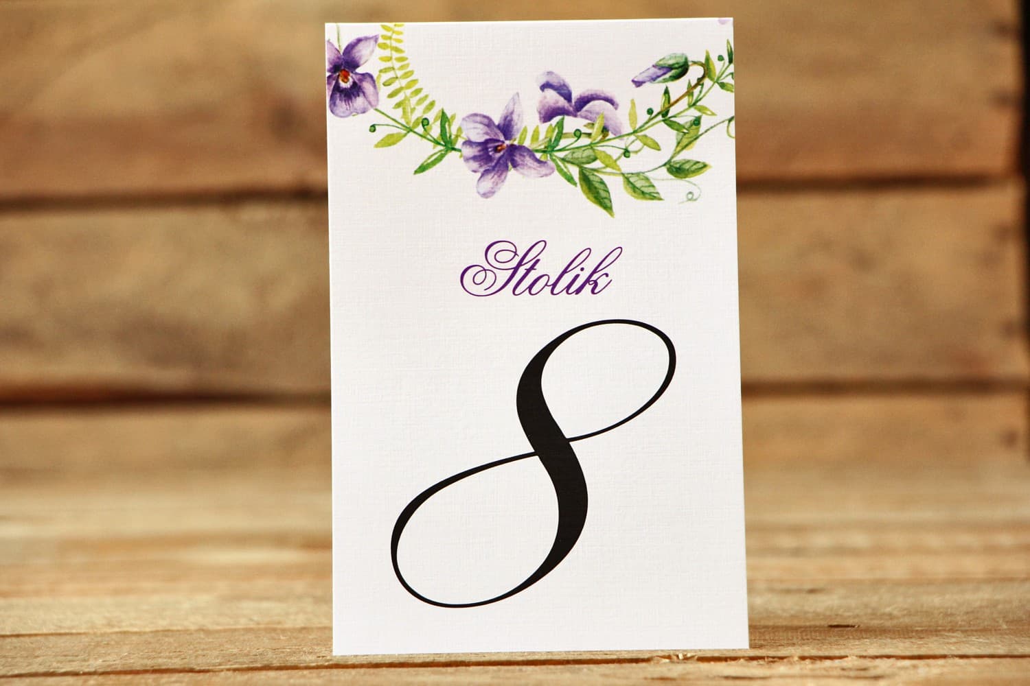 Purple Pansy Wedding Table Numbers | Wildflower Standing Table Signs | Painted Flowers No. 11