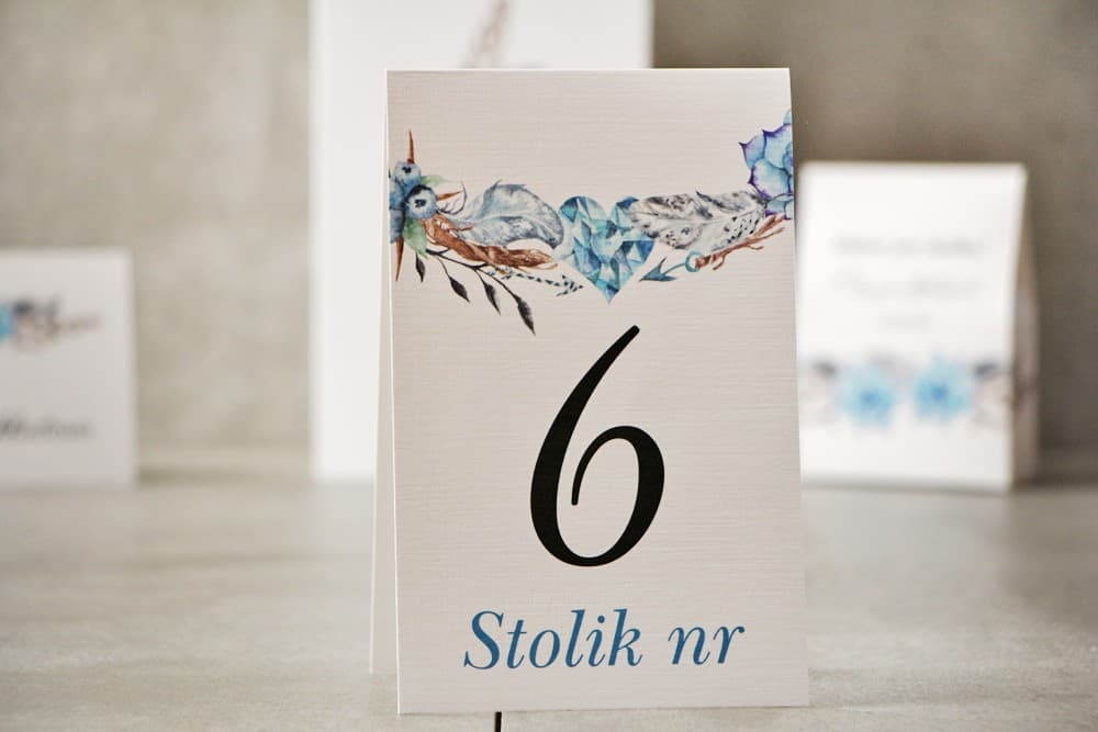 Folded Wedding Table Numbers with Feathers and Succulents | Boho Style Wedding Table Numbering | Pistachio No. 21