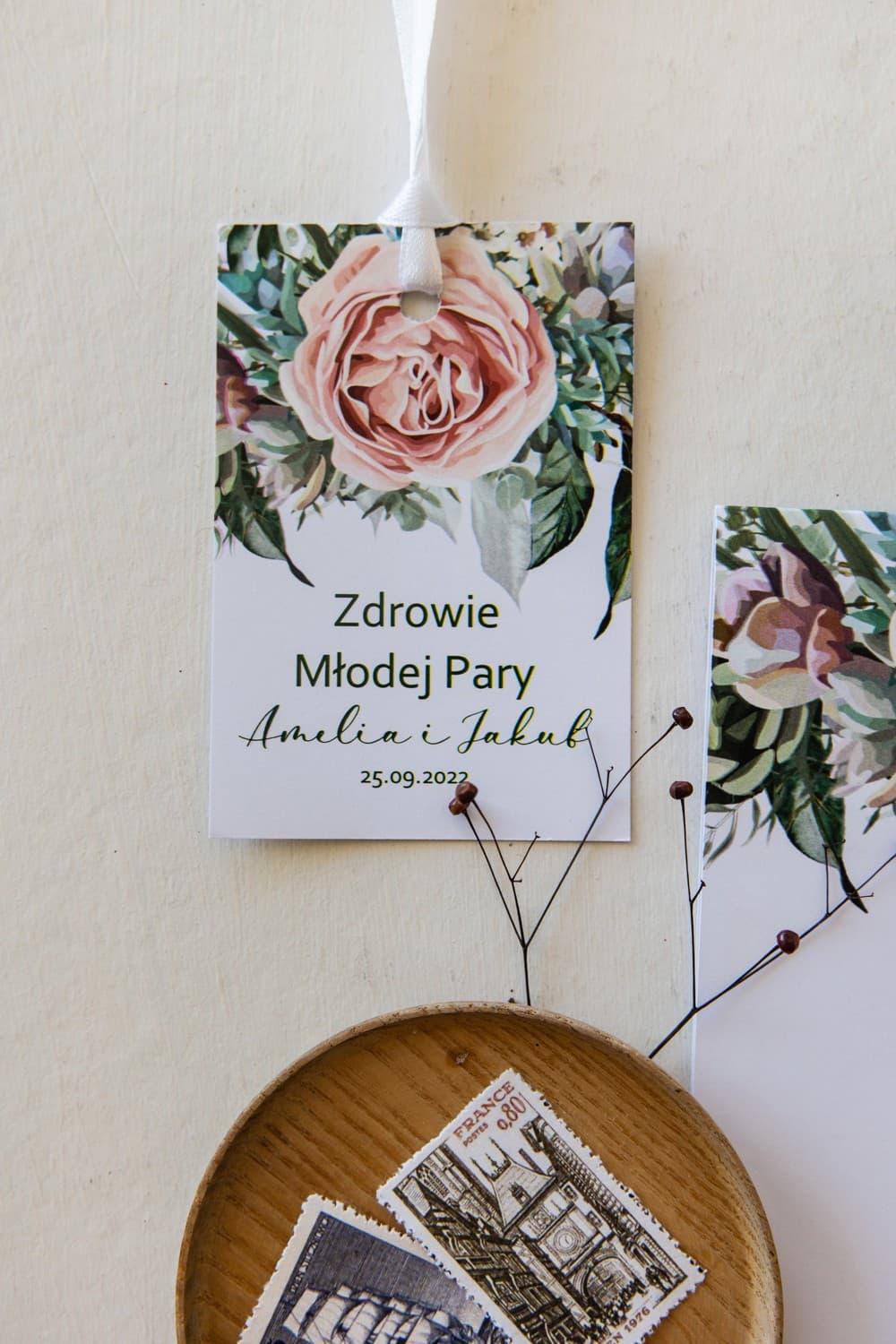 Targhette per Vodka con Peonie, Etichette Personalizzate per Alcool | Targhette Matrimoniali per Bottiglie | Korani n. 11