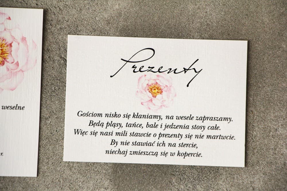 Elegante tarjeta adicional para invitaciones con peonía, tarjeta "en lugar de flores" | Tarjetas para invitaciones de boda | Pistacho n.º 4