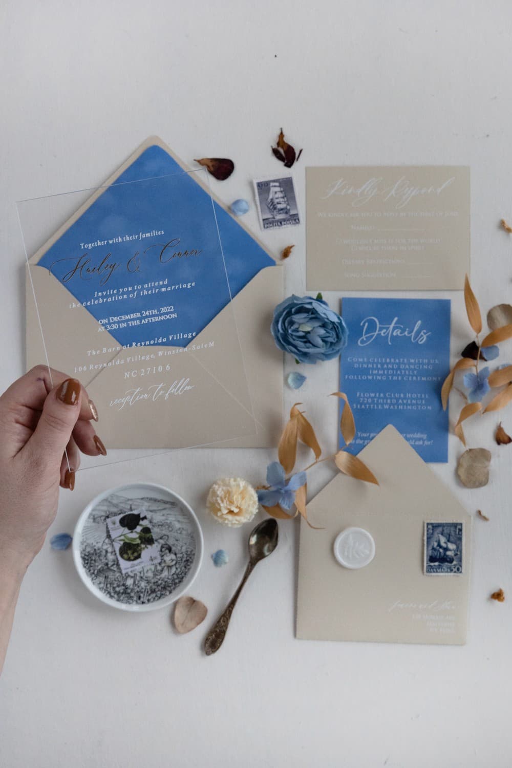 Etiqueta de terciopelo personalizada para regalo de boda