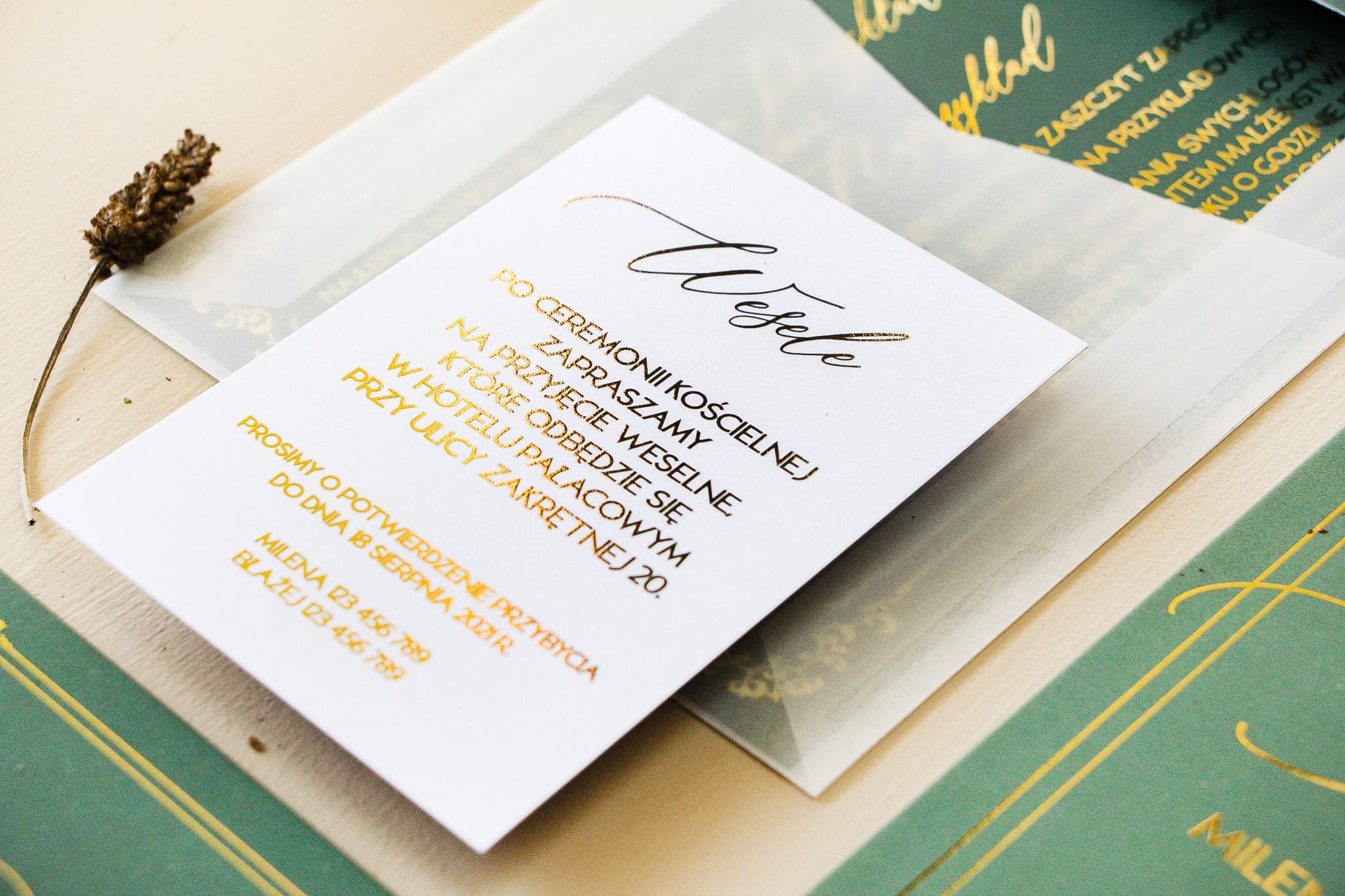 Tarjeta Dorada para Invitaciones, Inserto en lugar de Flores | Complementos de Boda Elegantes | Sand nº 3