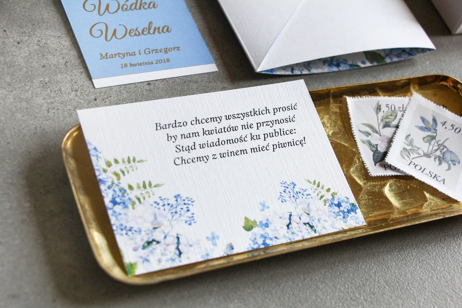 Tarjeta de Información para Invitación con Petición de Dinero | Tarjetas de Boda con Hortensia Azul | Lotaro n.º 1