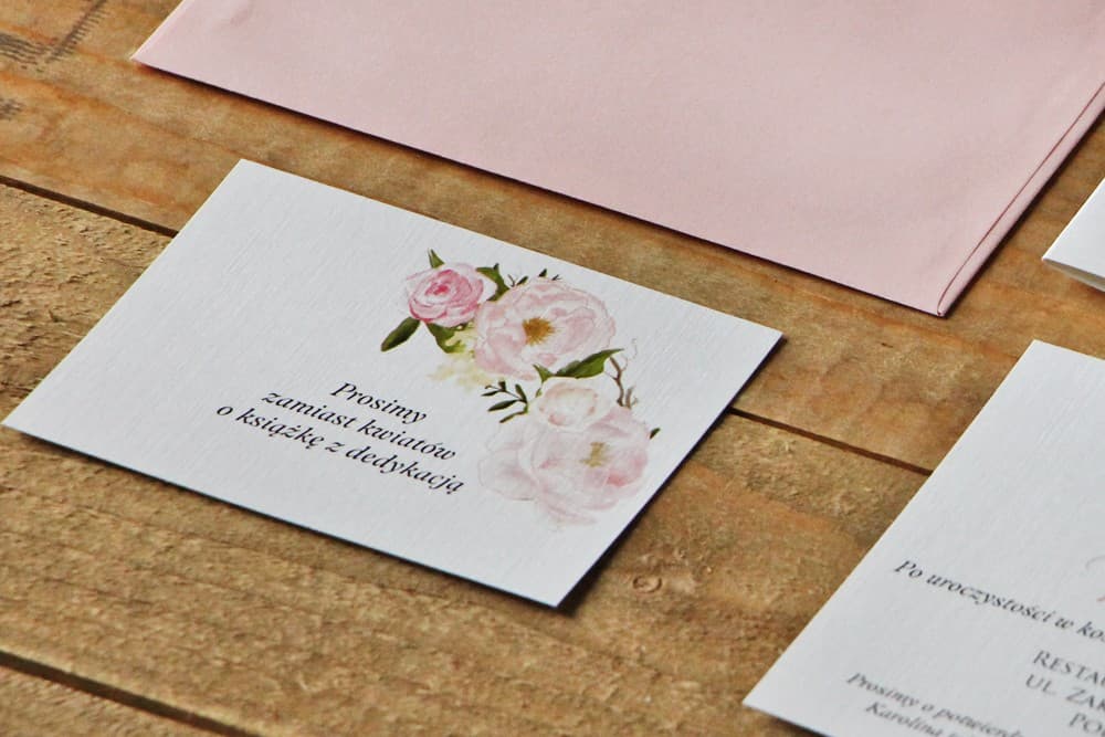 Tarjeta para Invitaciones de Boda Peonías, Encarte Informativo | Tarjetas de Boda Acuarela | Acuarela nº 8