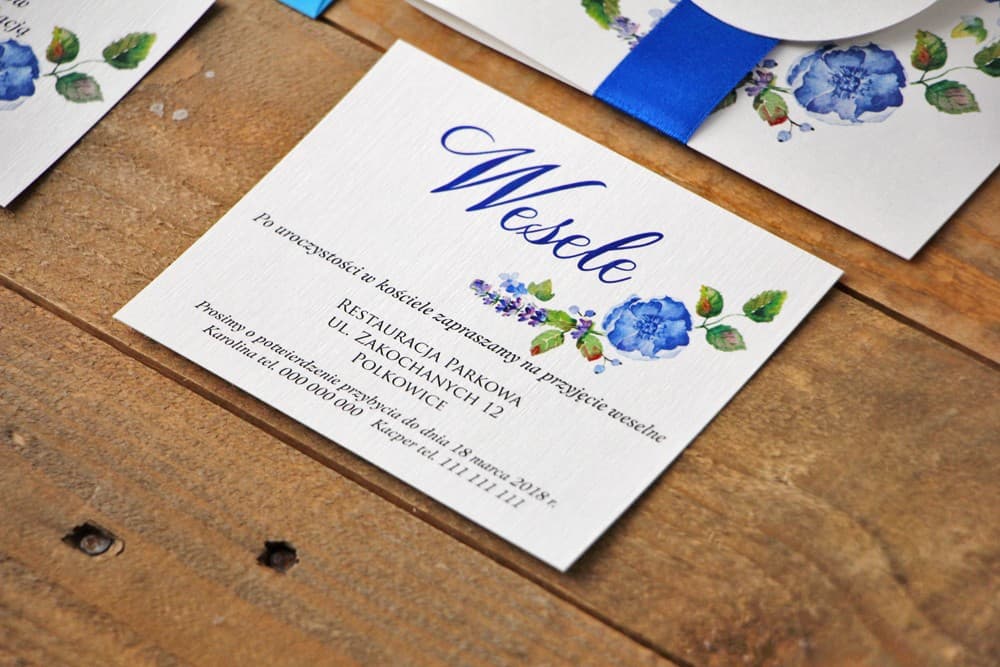 Tarjeta para Invitaciones de Boda con Acianos, Tarjeta de Información en Acuarela | Complementos para invitaciones de boda | Acuarela nº 5