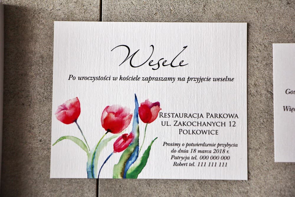 Tarjeta con Petición de Regalo, Inserto RSVP con Tulipanes Rojos | Tarjetas Adicionales para Invitaciones | Pistacho nº 5