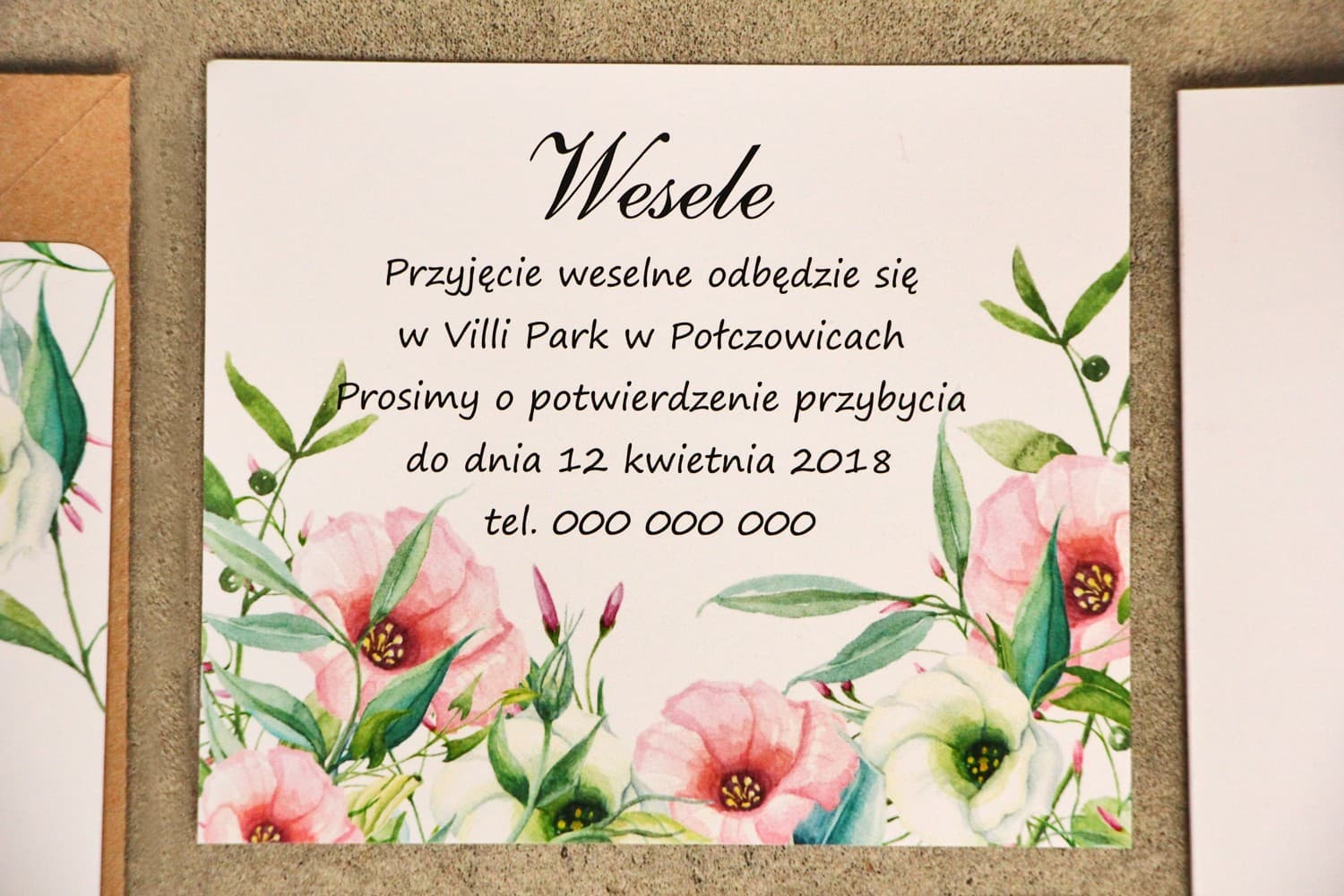 Tarjeta para pedir dinero o vino | Inserto para invitaciones con eustoma | Sorento nº 8