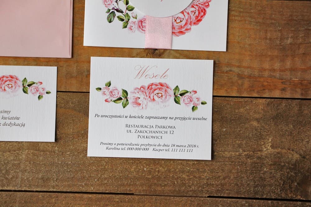 Tarjeta para Invitaciones con Rosas, Inserto Informativo RSVP en papel de lino | Complementos para Invitaciones de Boda | Acuarela nº 19