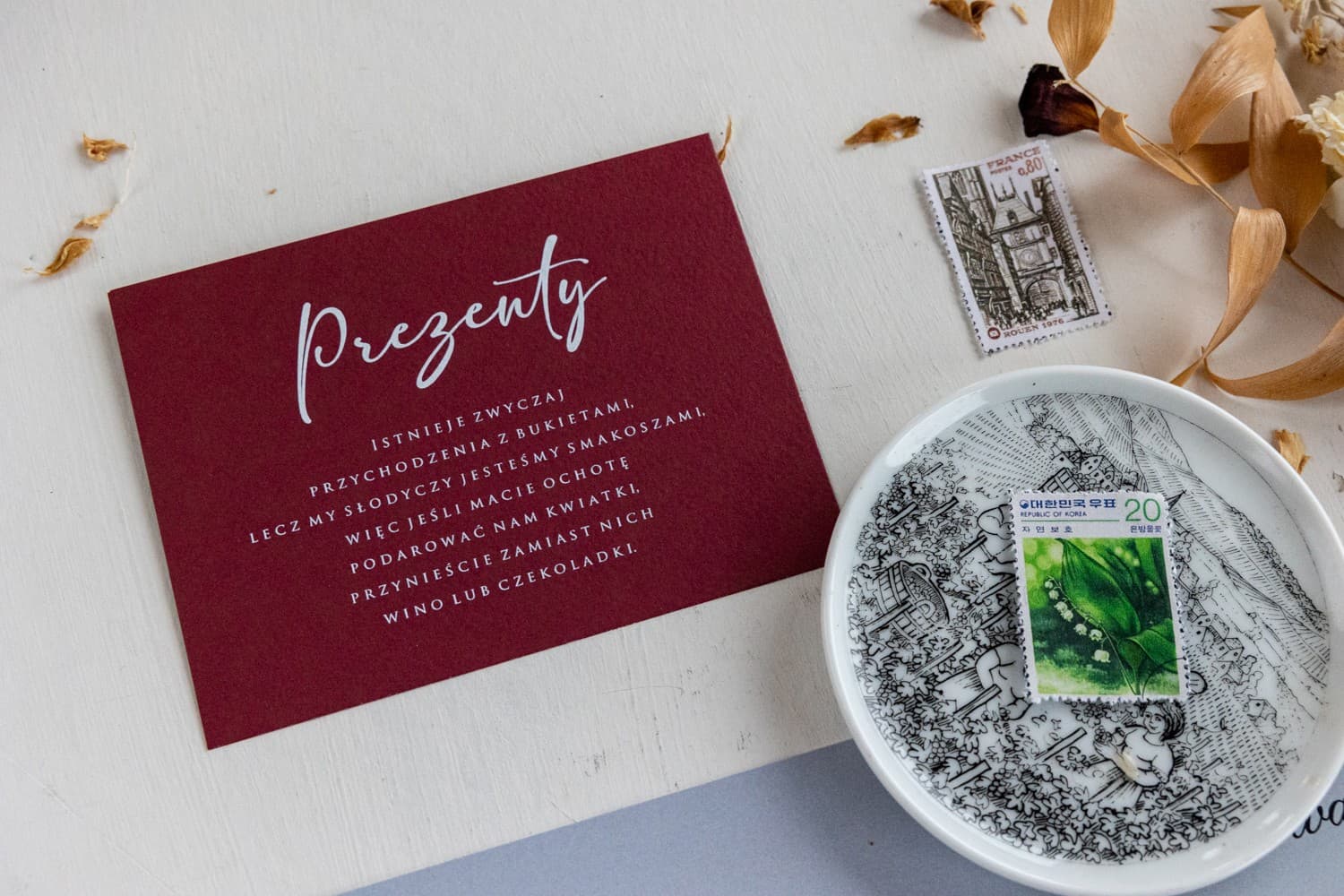 Tarjetas Azul Zafiro con Impresión Blanca para Regalos | Agradecimientos para Invitados | Szafirowe nº 10