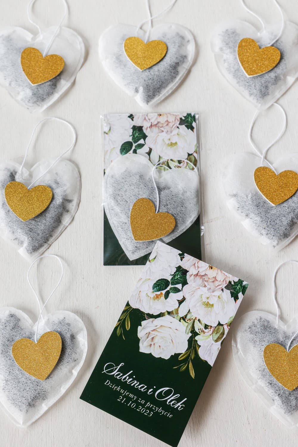 Té en Forma de Corazón con Flores | Detalles Personalizados para Invitados de Boda | Szafirowe nº 3