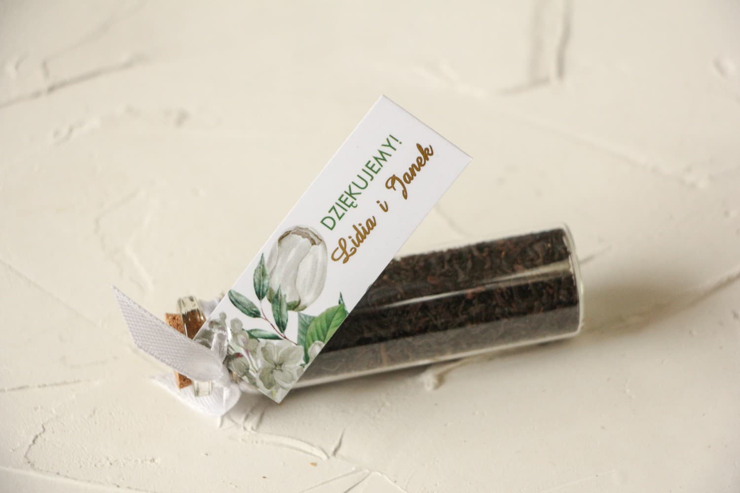 Tea Bottle Guest Gift, Foiled Tag | Wedding Favours | Avril No. 2