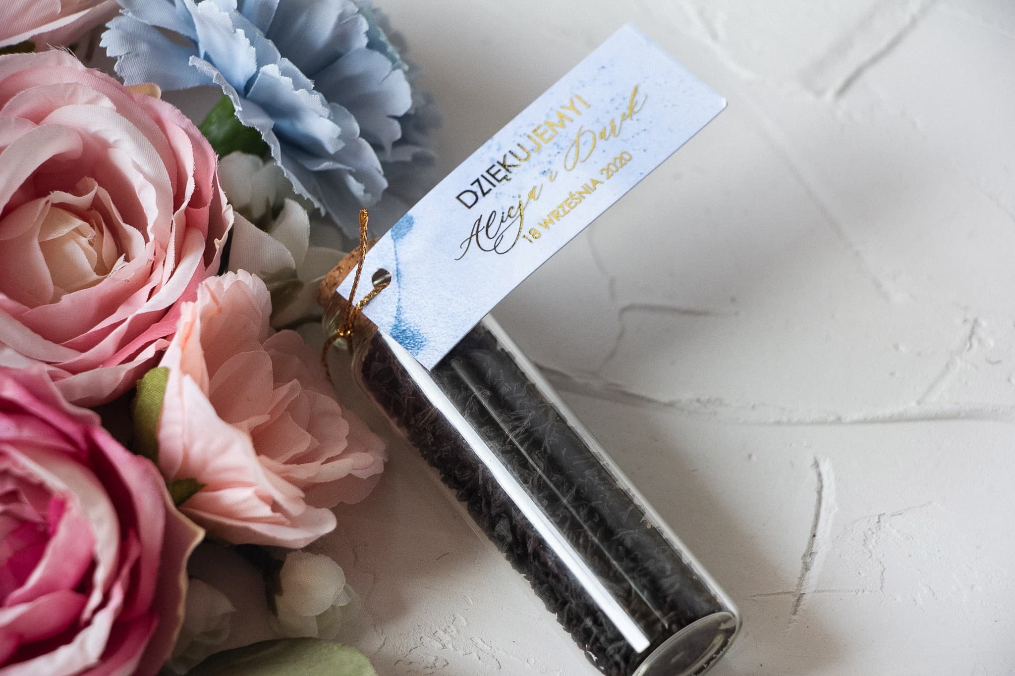 Tea Bottle Wedding Favour | Blue Marble Motif | Marble No. 3